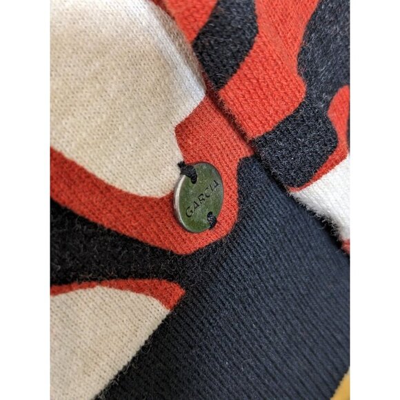 Garcia Womens Large Cardigan Black Red Print Lightweight Button Front Cotton - Picture 5 of 7